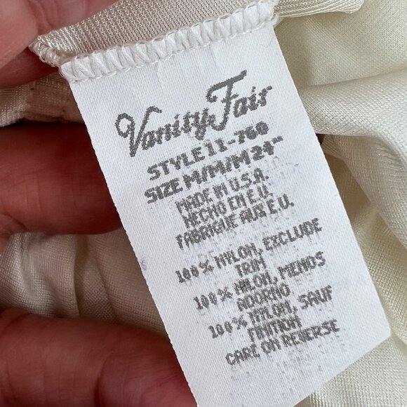 Vintage Vanity Fair Slip 100% Nylon Midi Length Off White Slit Made in USA - Picture 4 of 7